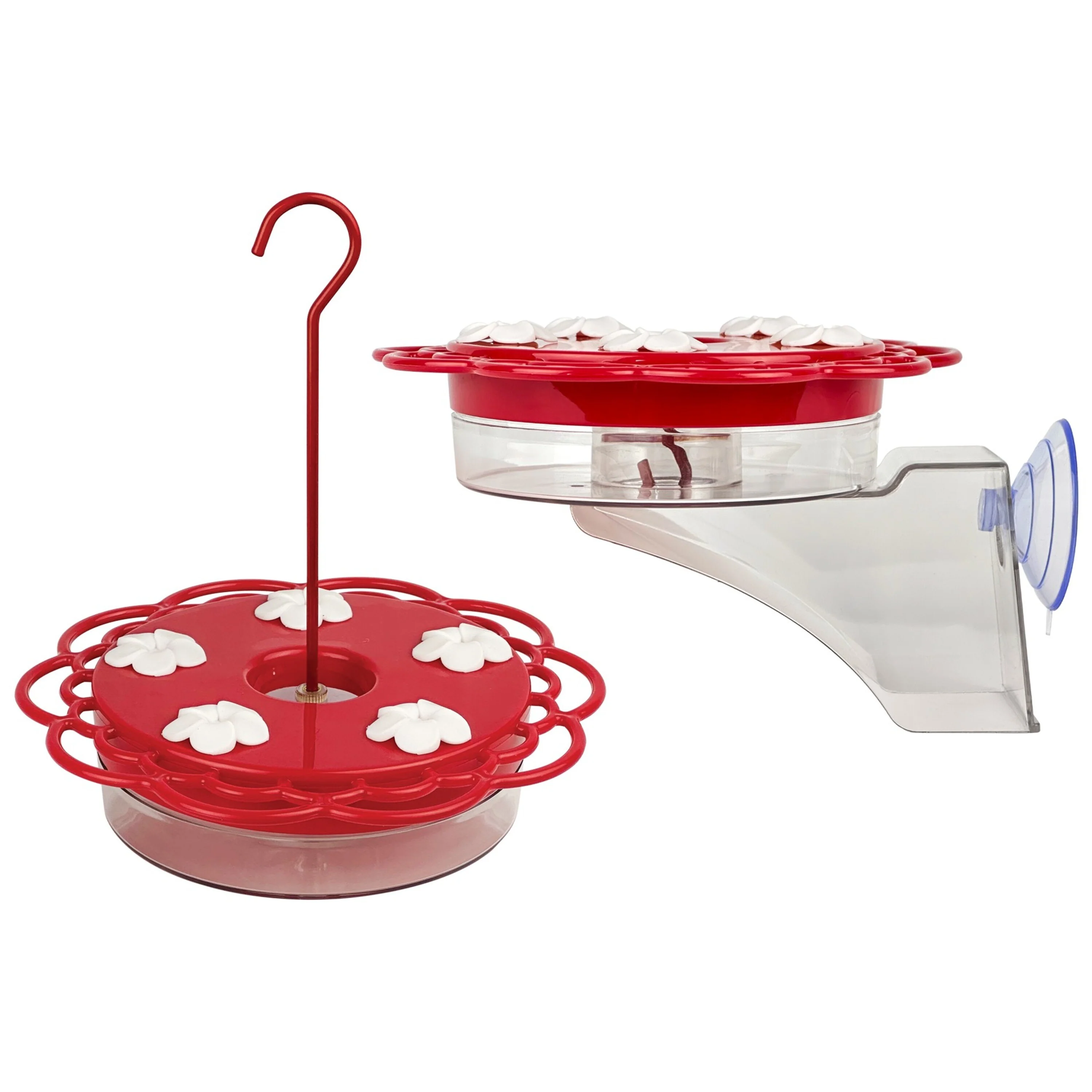2-in-1 Red Plastic Hanging Dish or Window Mount Hummingbird Feeder - Image 2