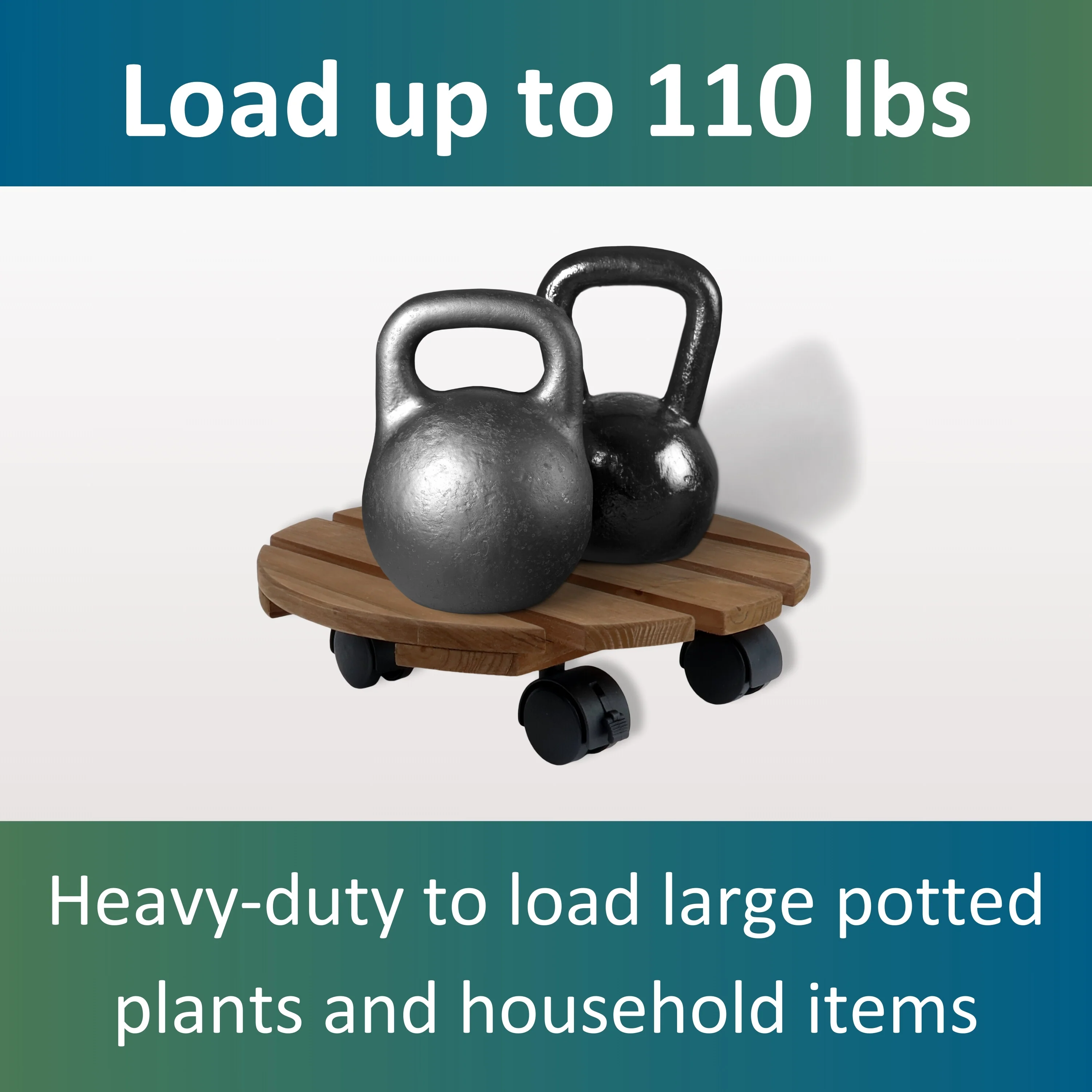 2 Pack Fir Wood 12" Plant Caddy - Image 5