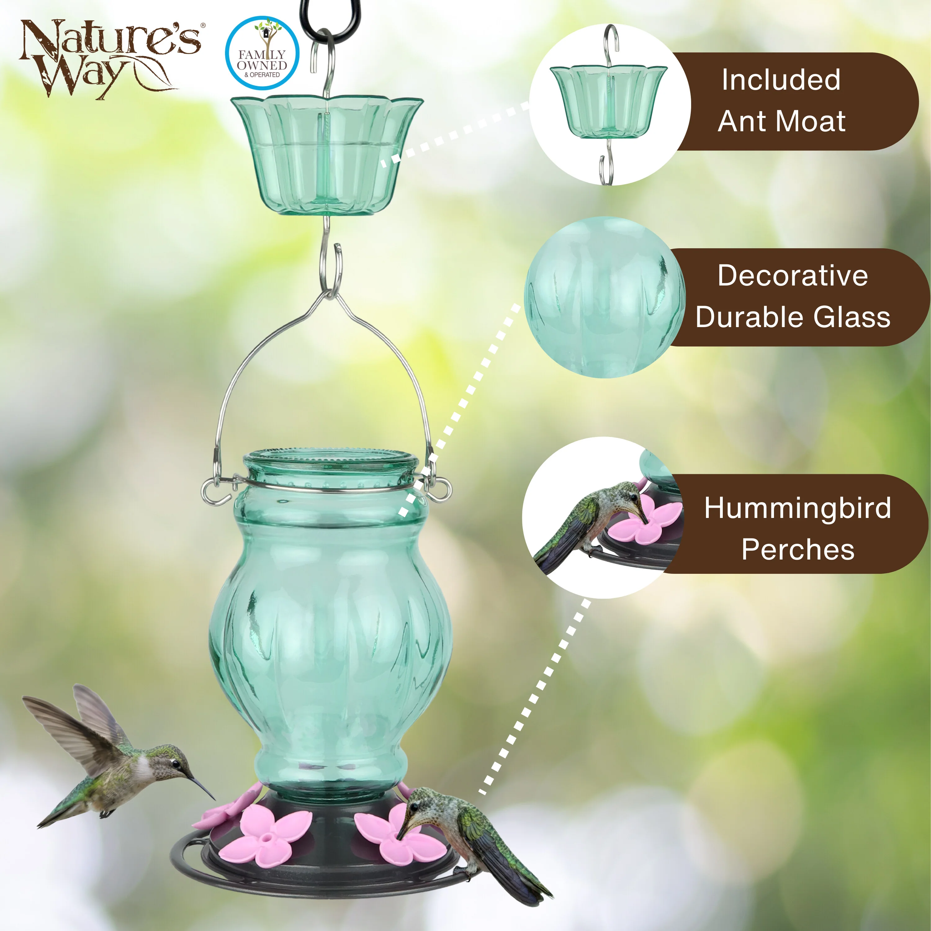 Aqua Visions Antique Hummingbird Gravity Feeder - Image 3