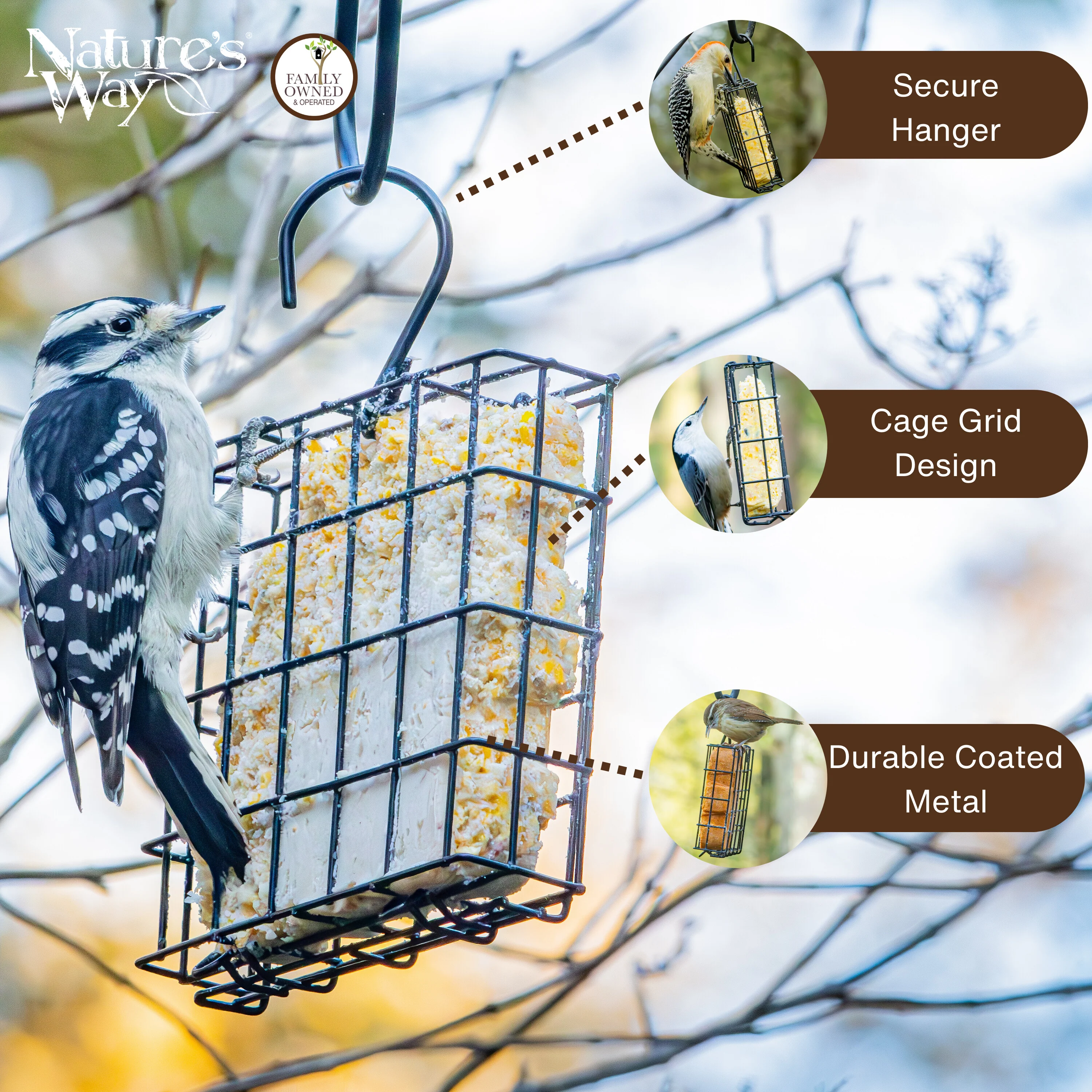 Metal Single Cake Suet Cage Bird Feeder - Single Cake - Image 3