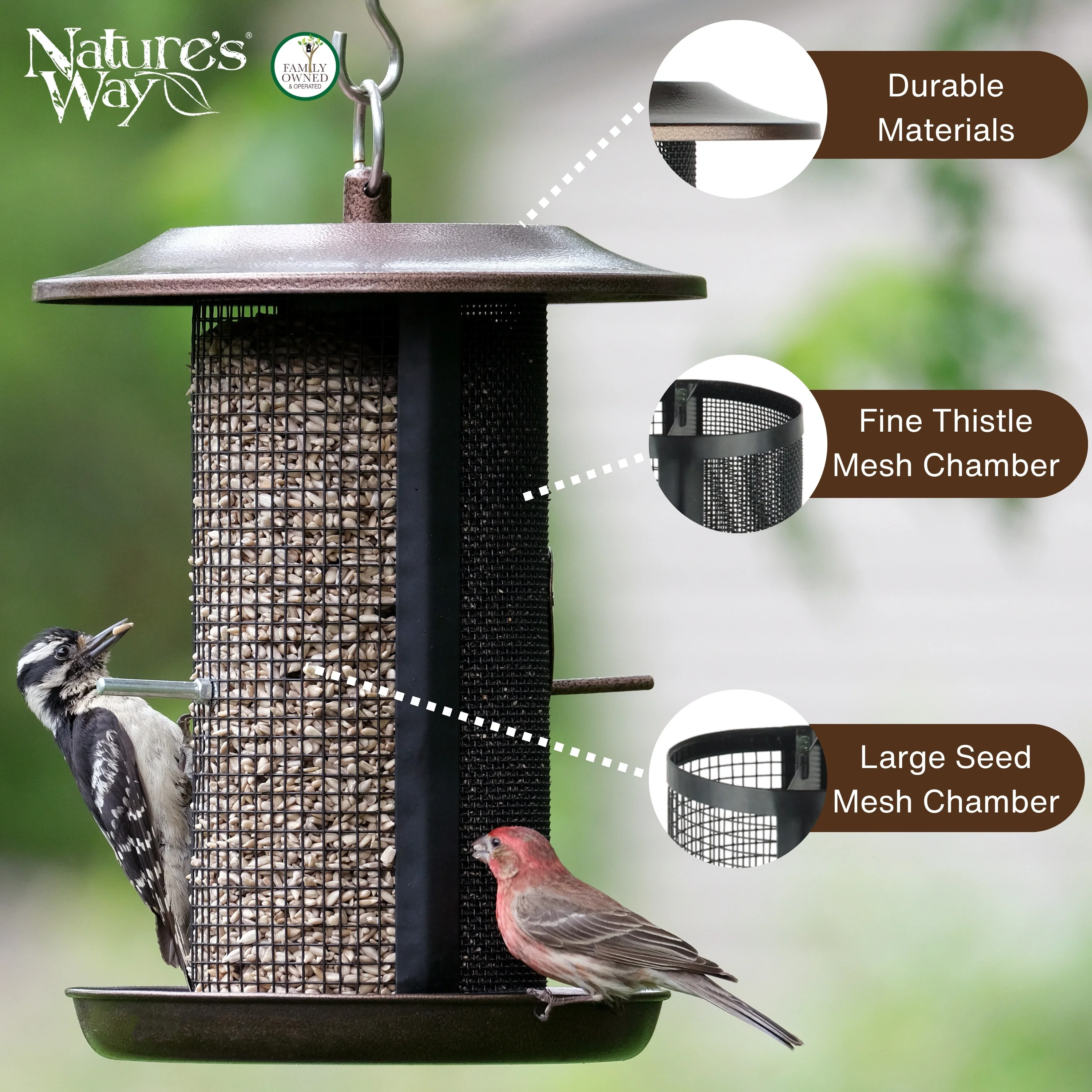 Beloved Bronze Dual-Chamber Metal Mesh Bird Feeder - Image 3