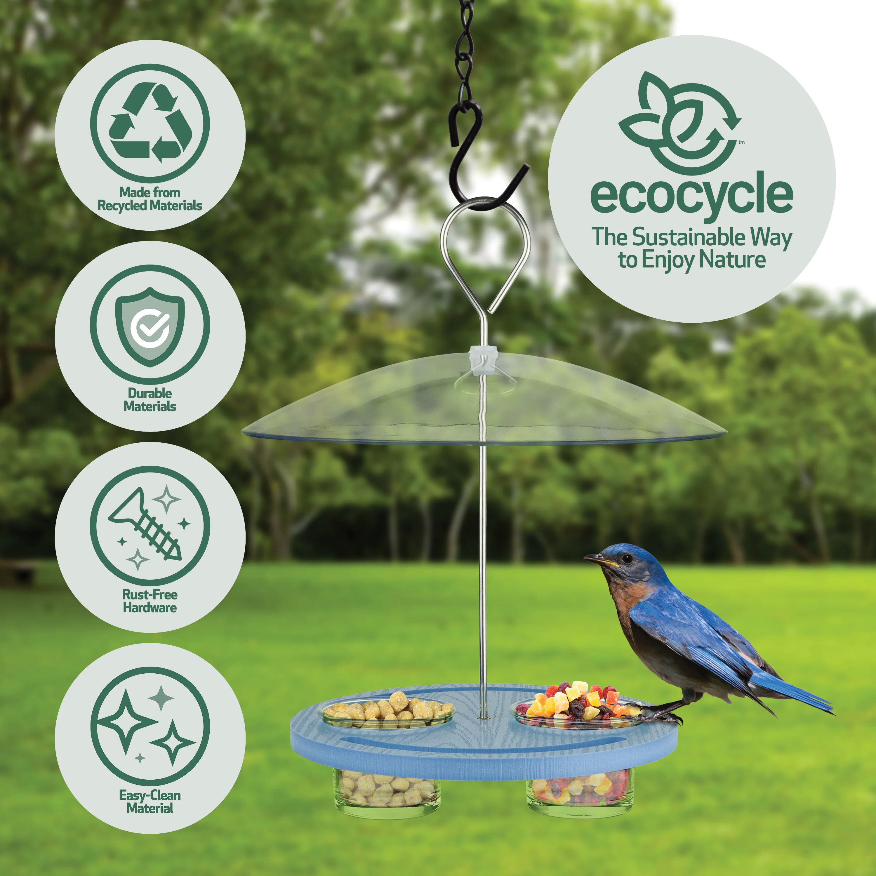 Bluebird Bistro Recycled Plastic Bird Feeder - Image 3