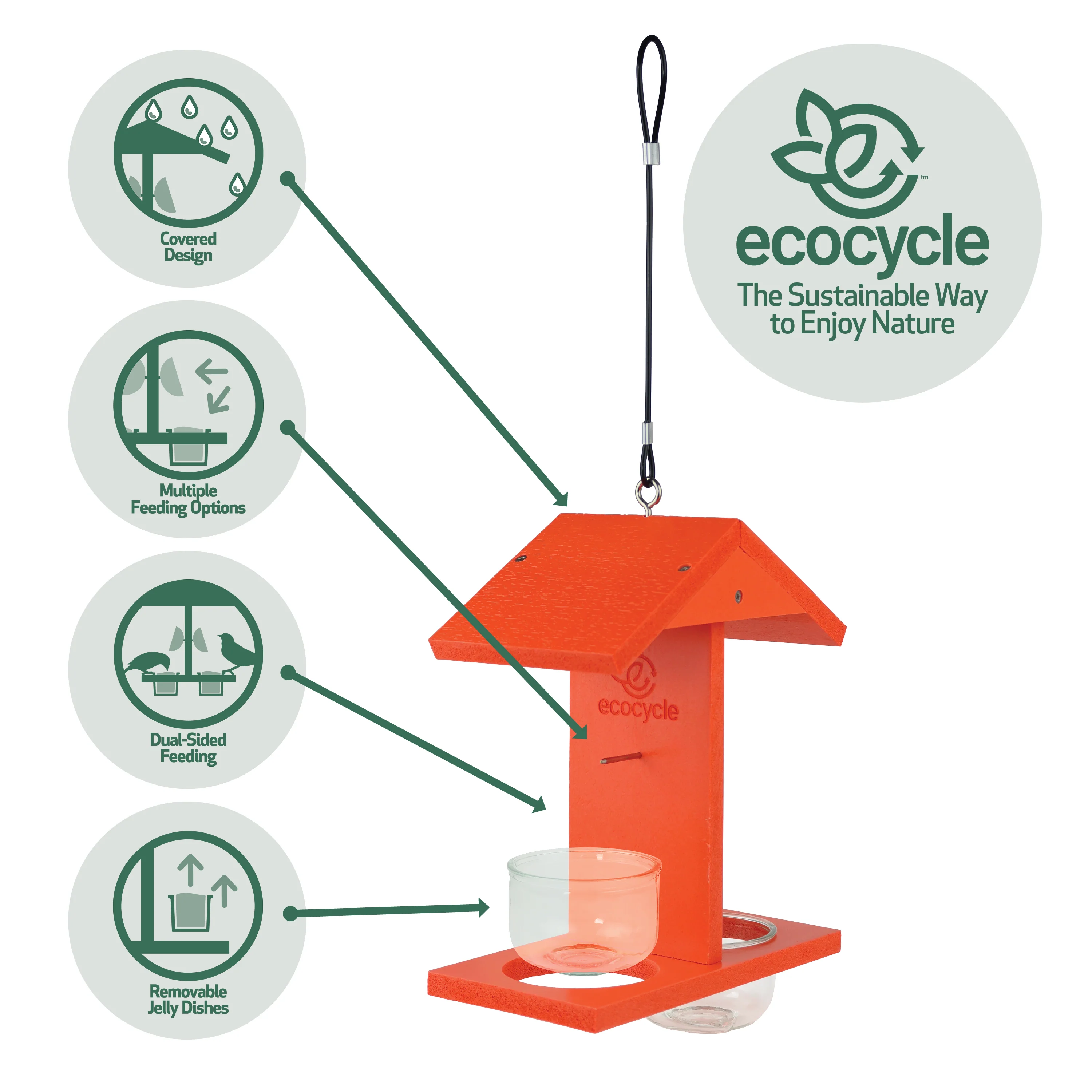 Citrus Sampler Recycled Plastic Orange and Jelly Oriole Bird Feeder - Image 4