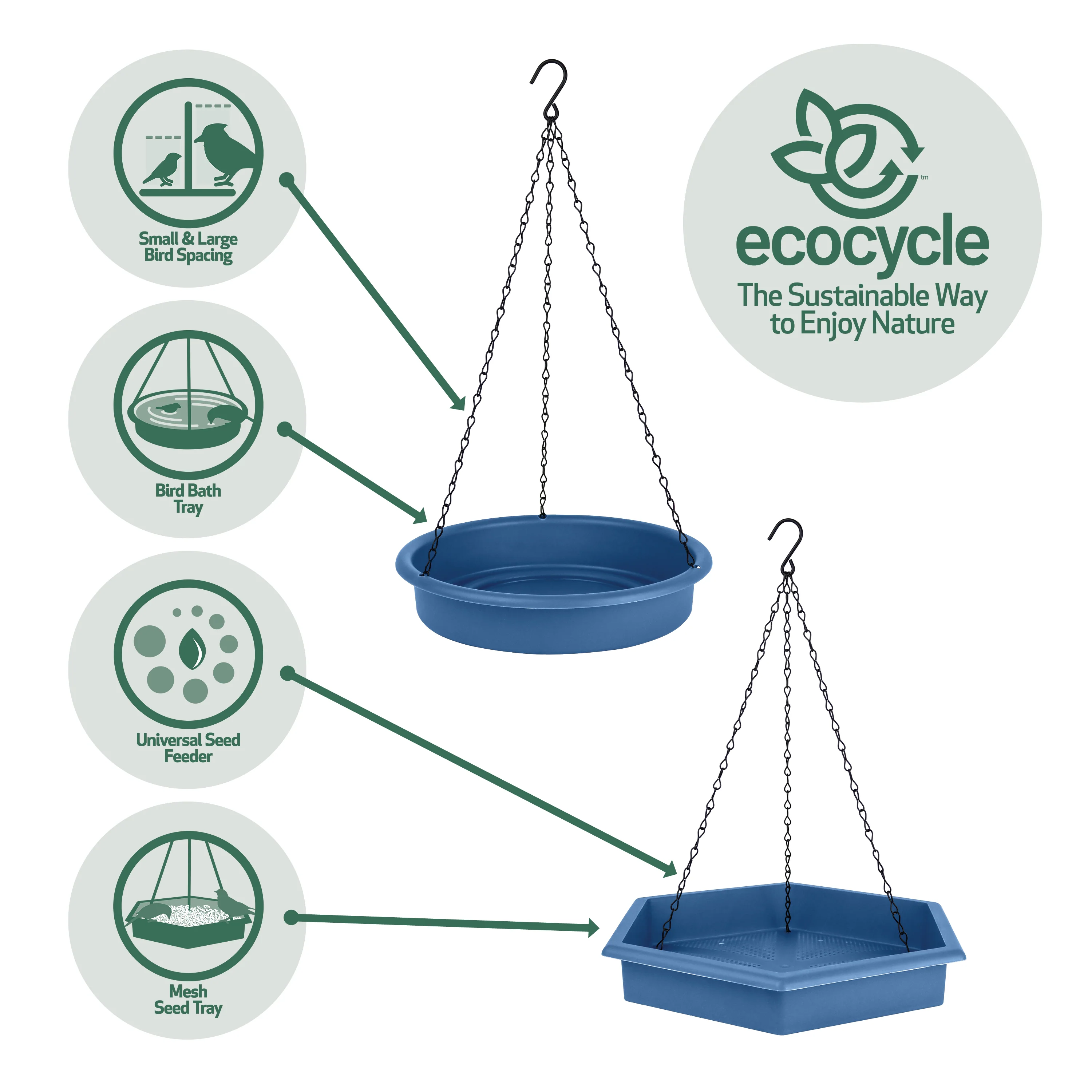 Combo Café 2-in-1 Recycled Plastic Bird Feeder and Bird Bath - Image 4