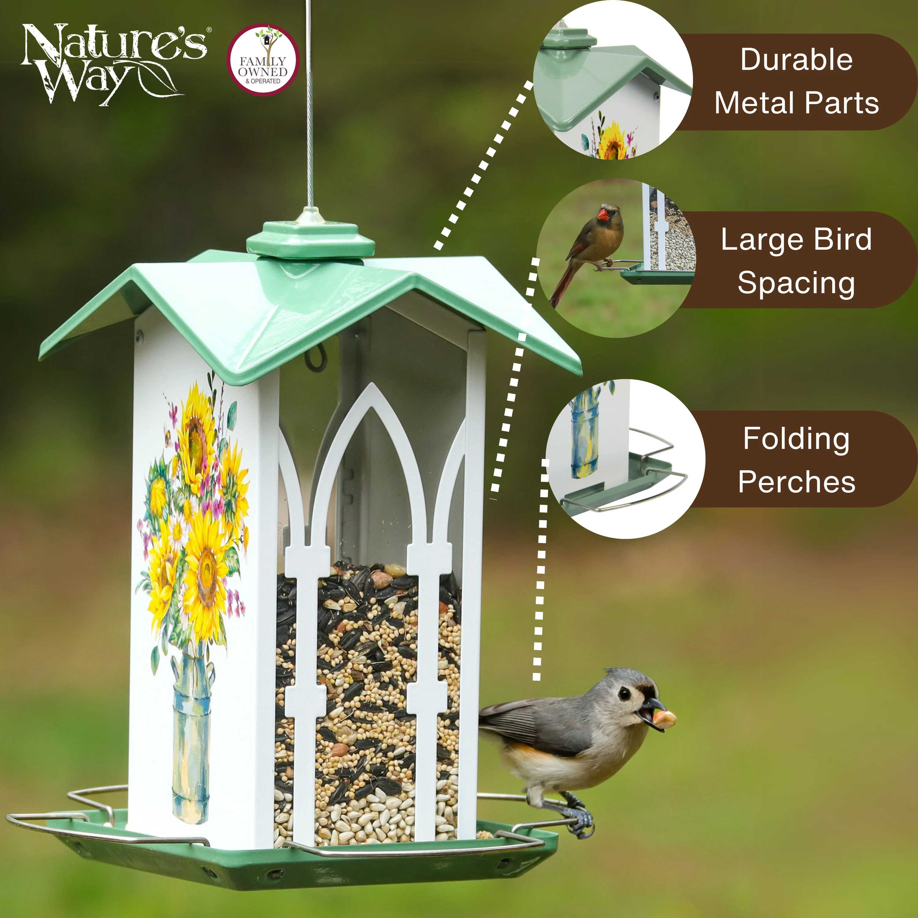 Country Cottage Metal Gazebo Bird Feeder - Image 3