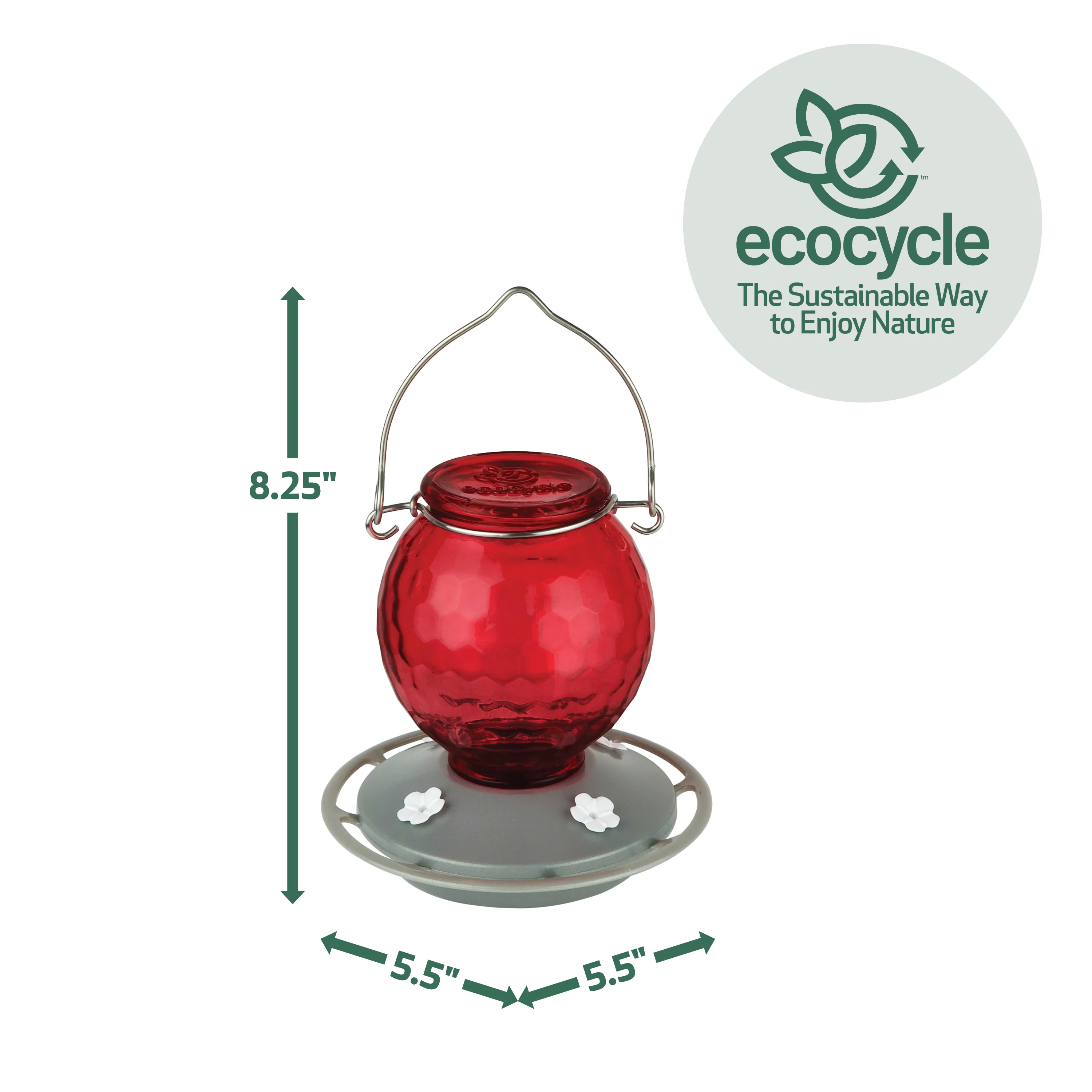 Crimson Comb Recycled Glass Hummingbird Feeder - Image 2