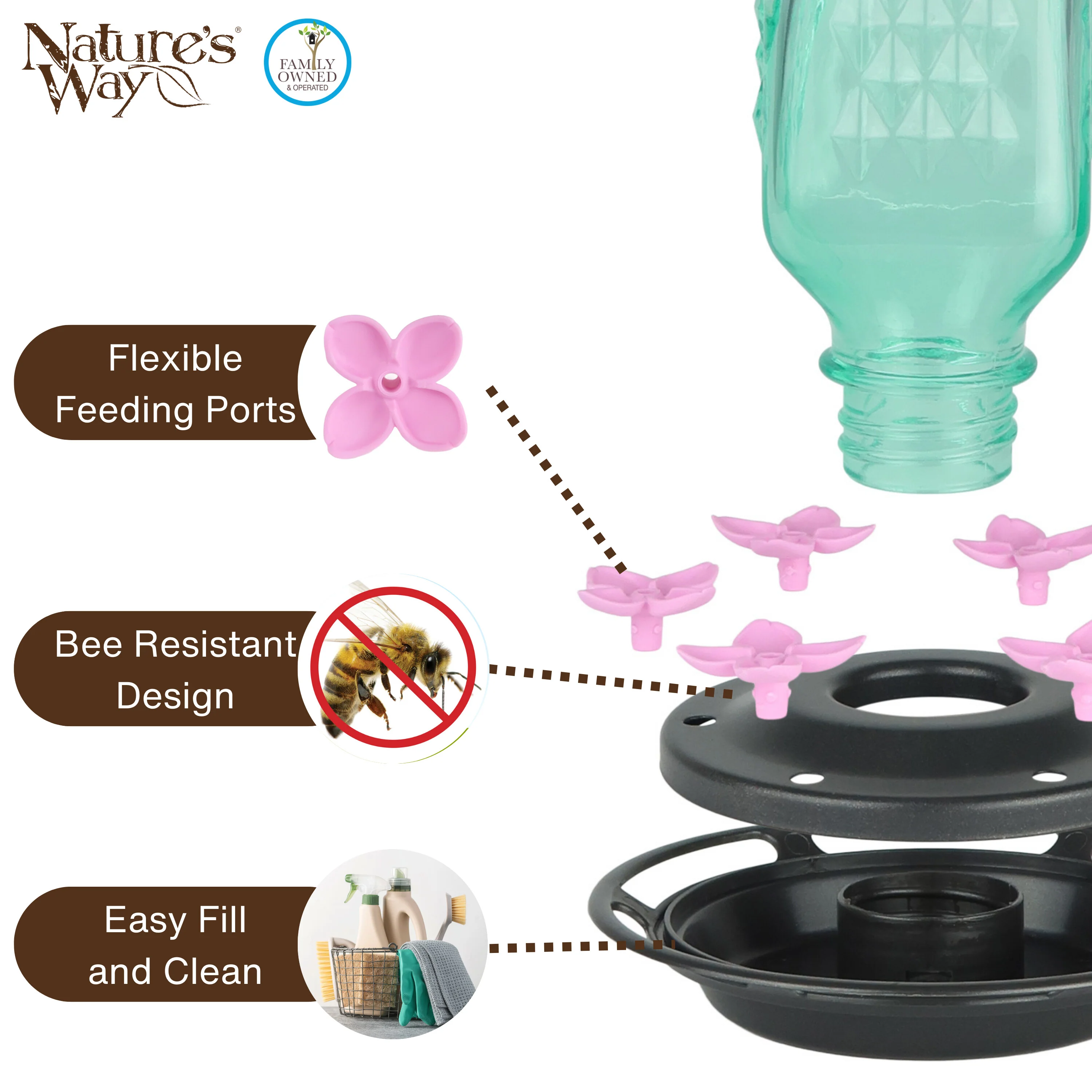 Dewdrop Column Antique Hummingbird Gravity Feeder - Image 4