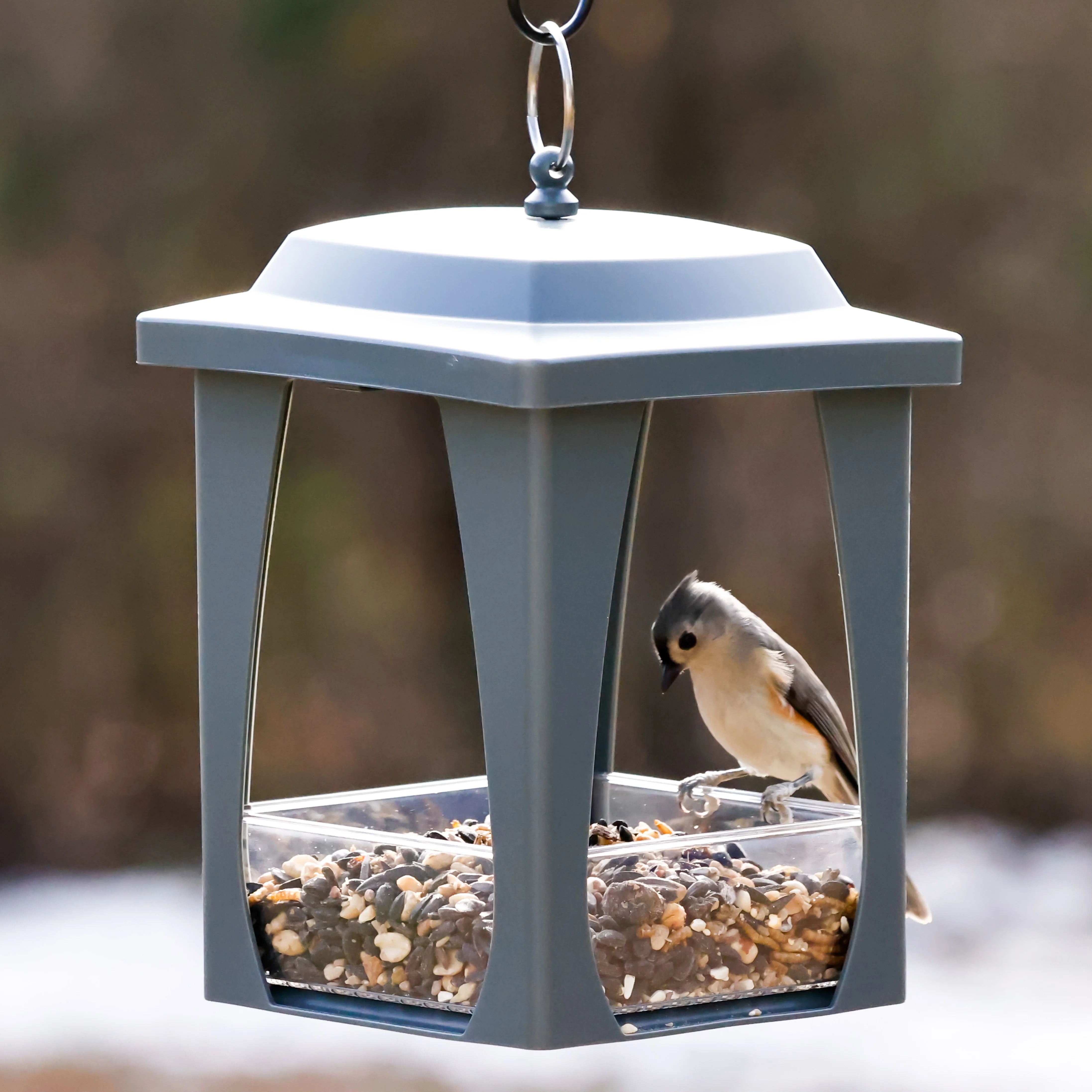 Dine-in Hanging Plastic Fly Through Bird Feeder - Grey - Image 8