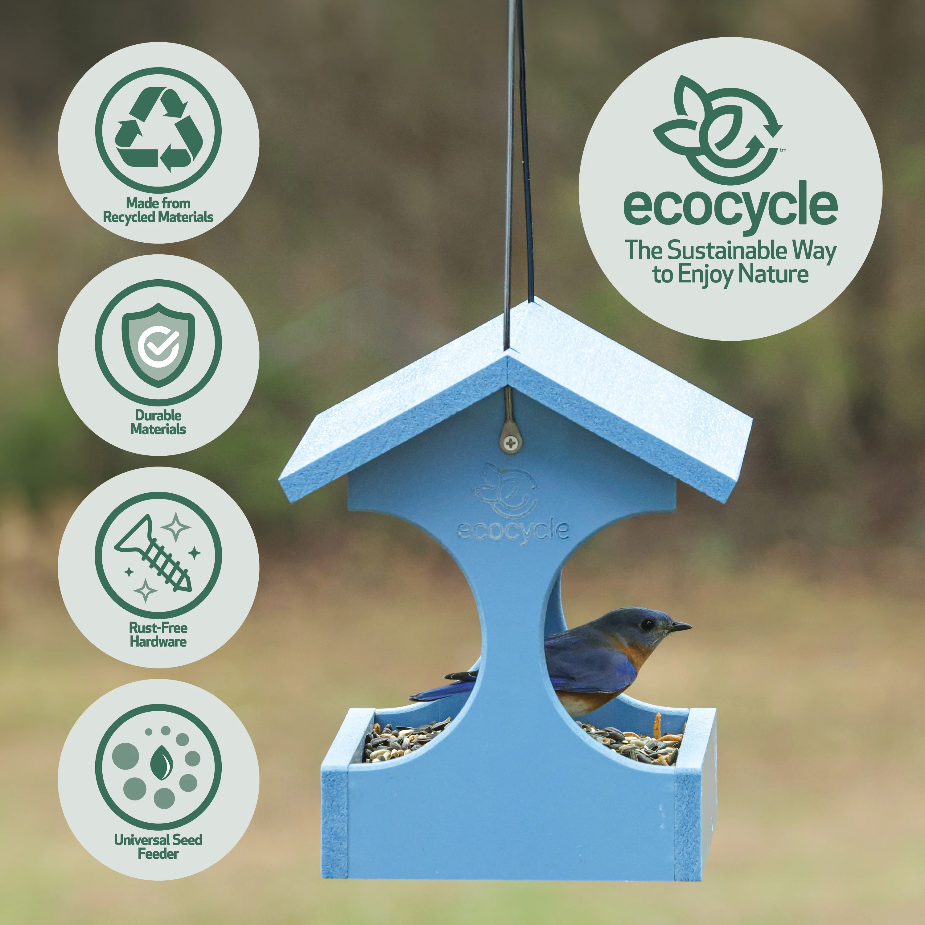 Dine-n-Dash Recycled Plastic Bird Feeder - Image 3