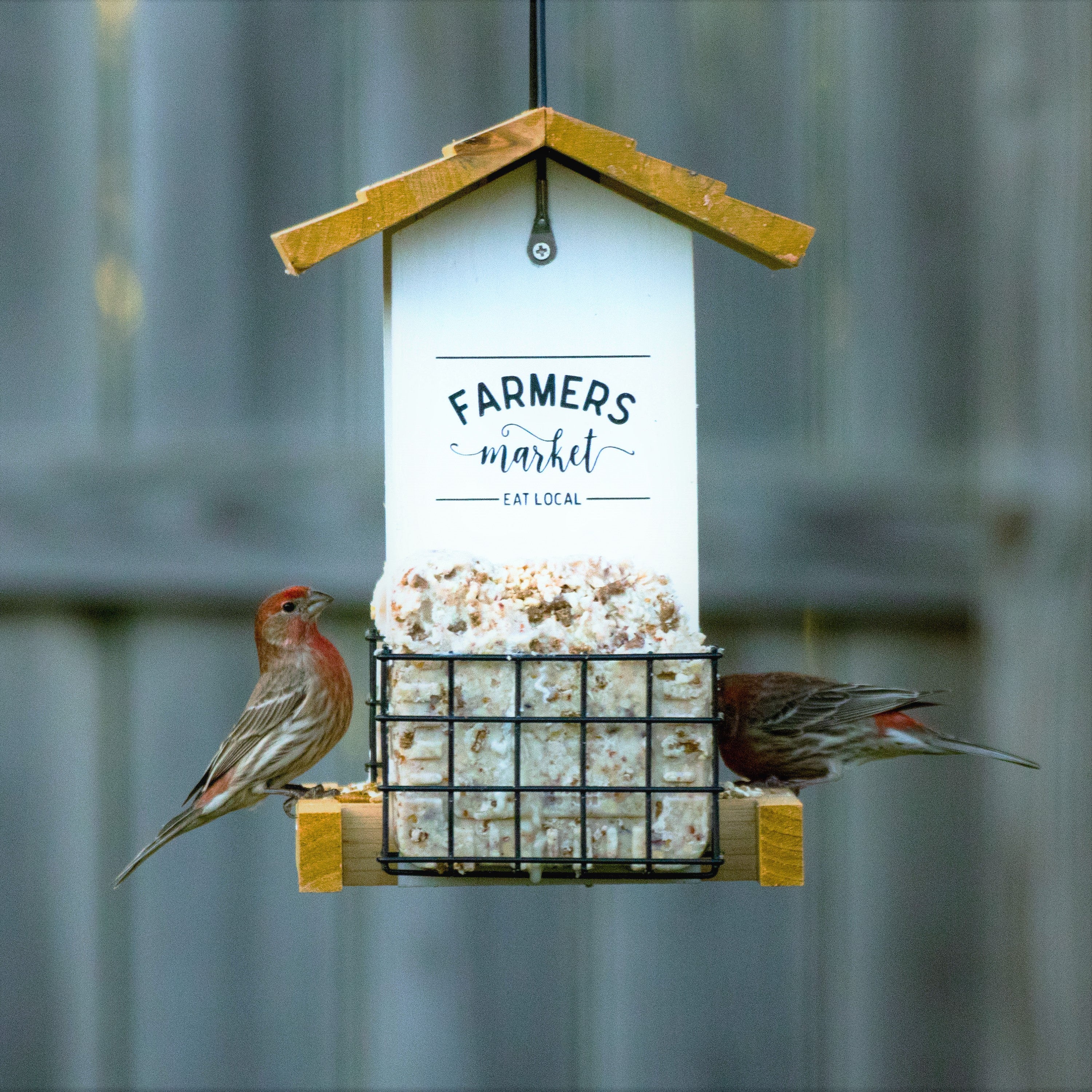 Farmhouse Cedar Hopper Feeder with Suet Cages - Image 10