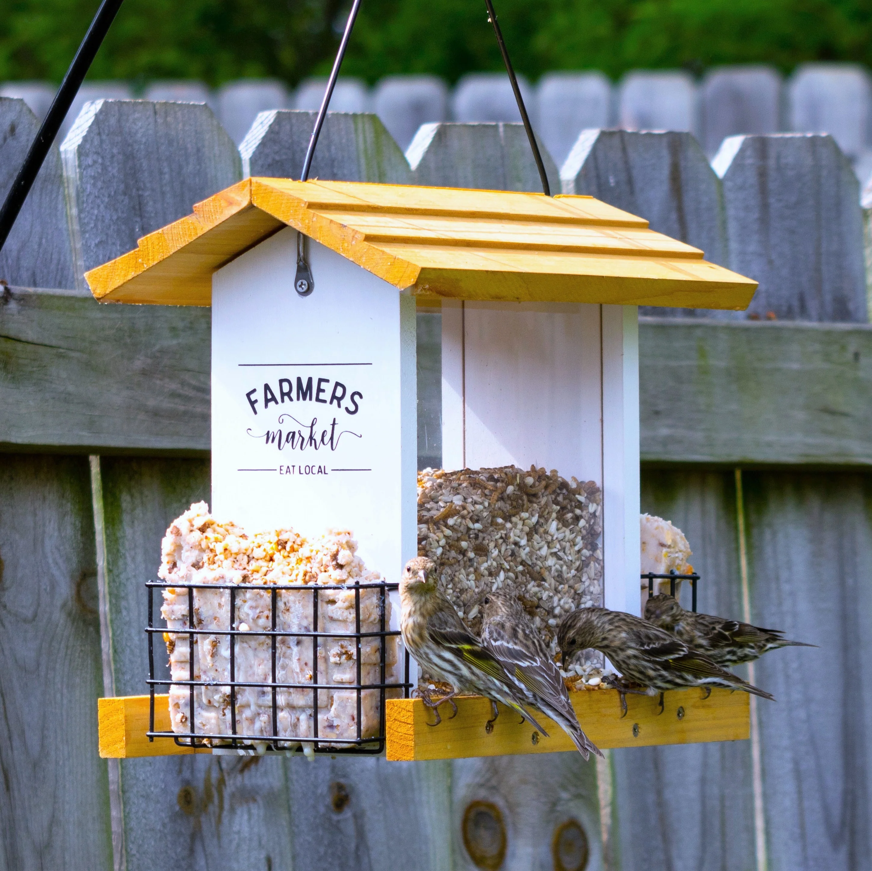 Farmhouse Cedar Hopper Feeder with Suet Cages - Image 8
