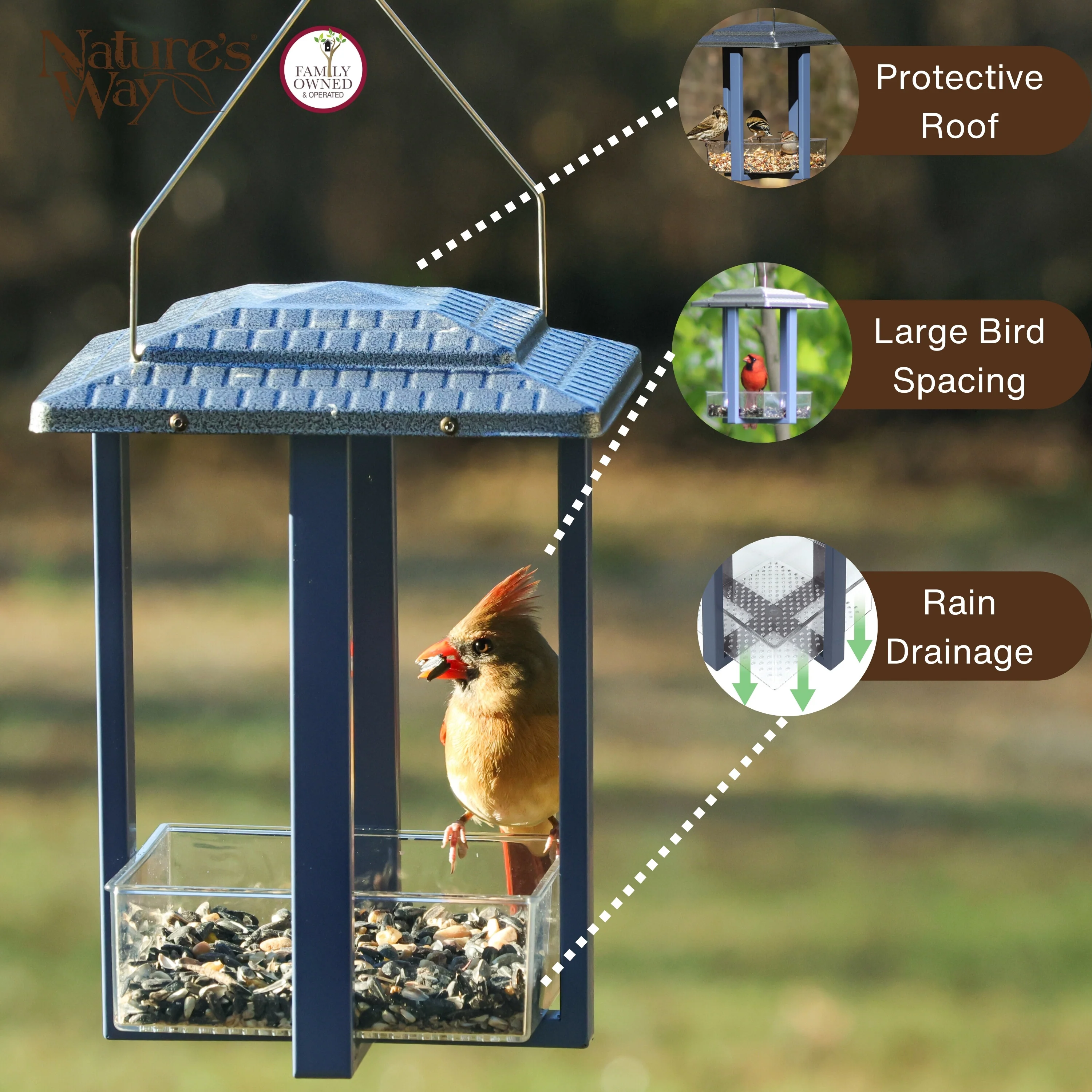 Fly-in Hanging Metal Fly Through Bird Feeder - Image 3