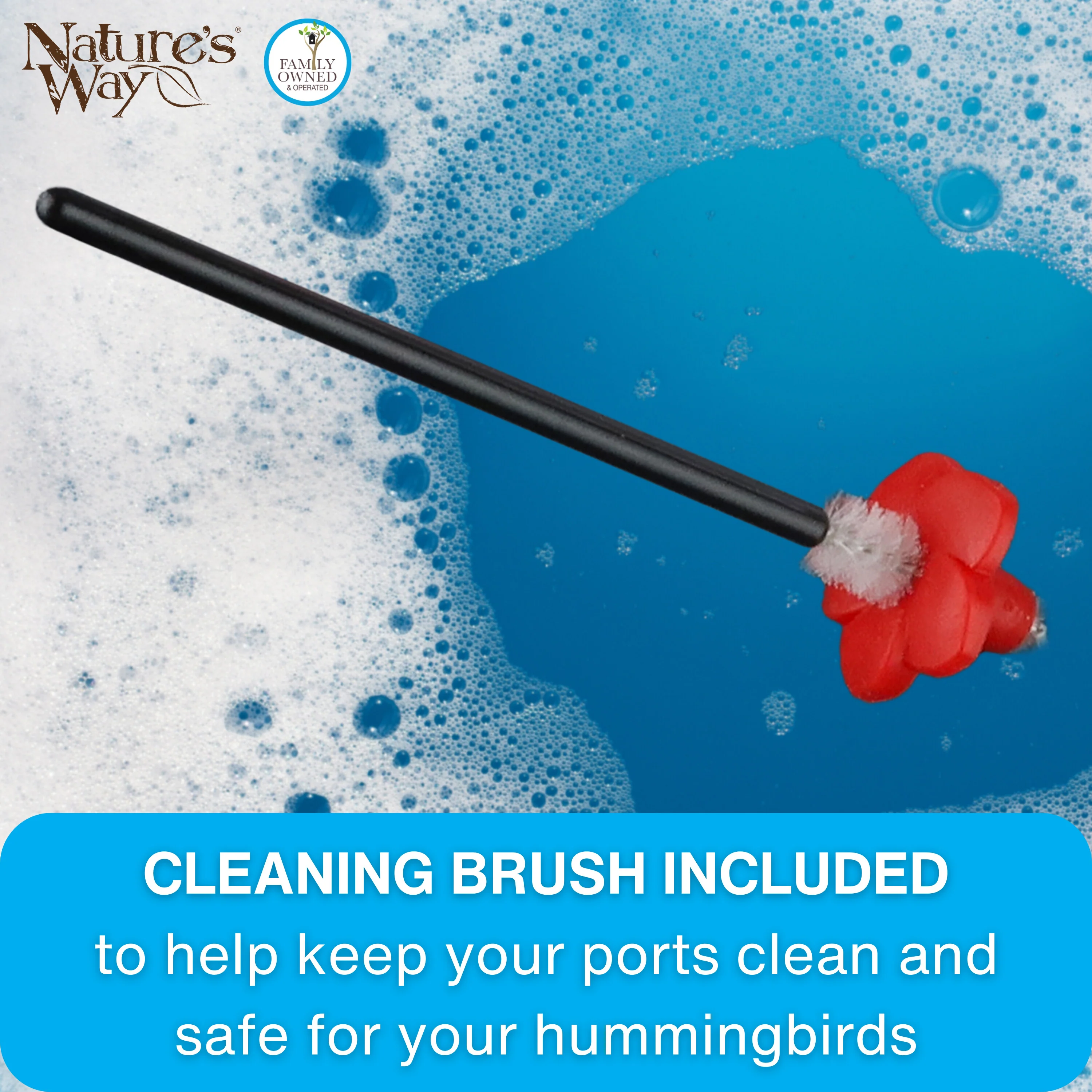 Red Impatiens Hummingbird Feeder Replacement Flowers w/ Cleaning Brush, 16 ct - Image 8