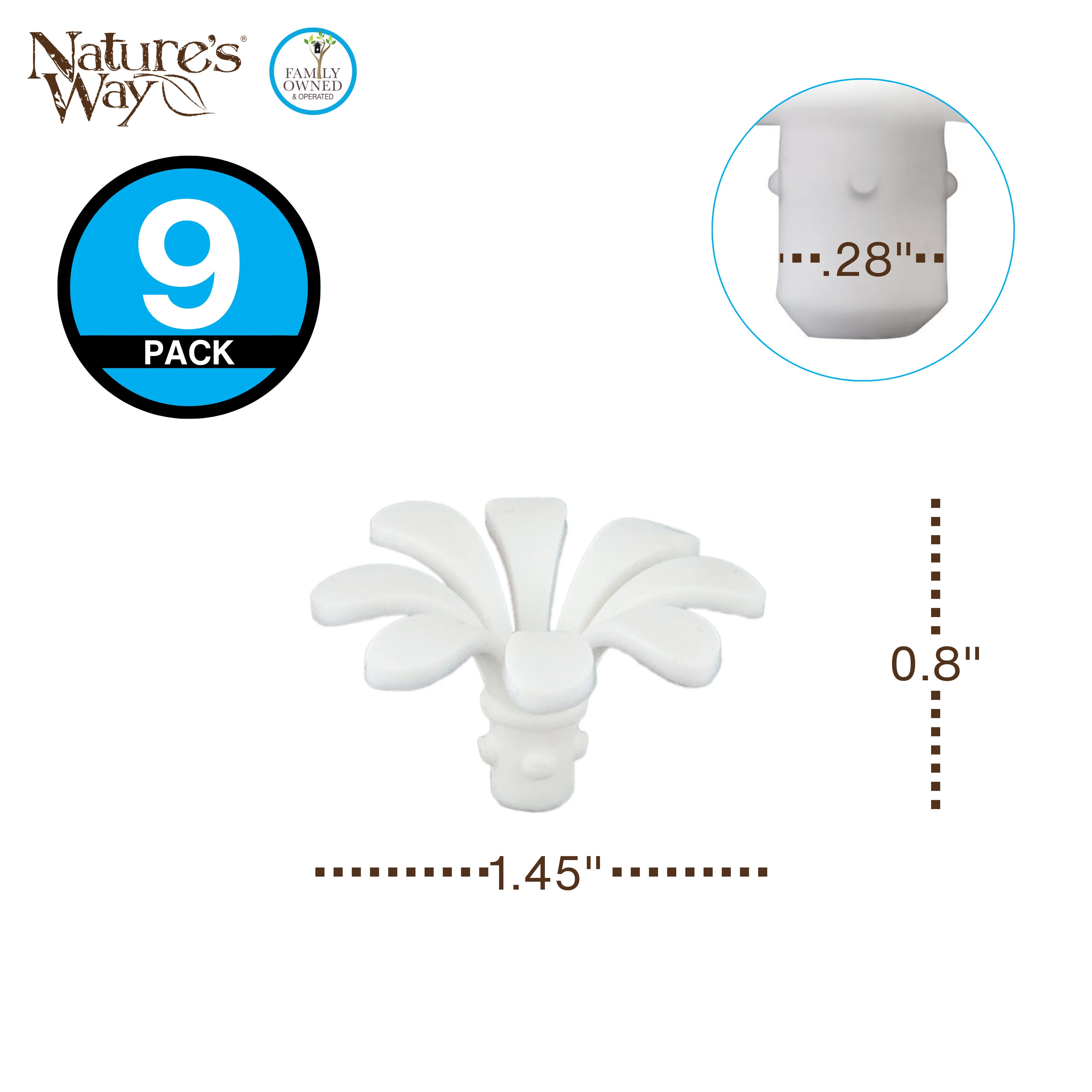 White Daisy Hummingbird Feeder Replacement Flowers w/ Cleaning Brush - 9 ct - Image 3