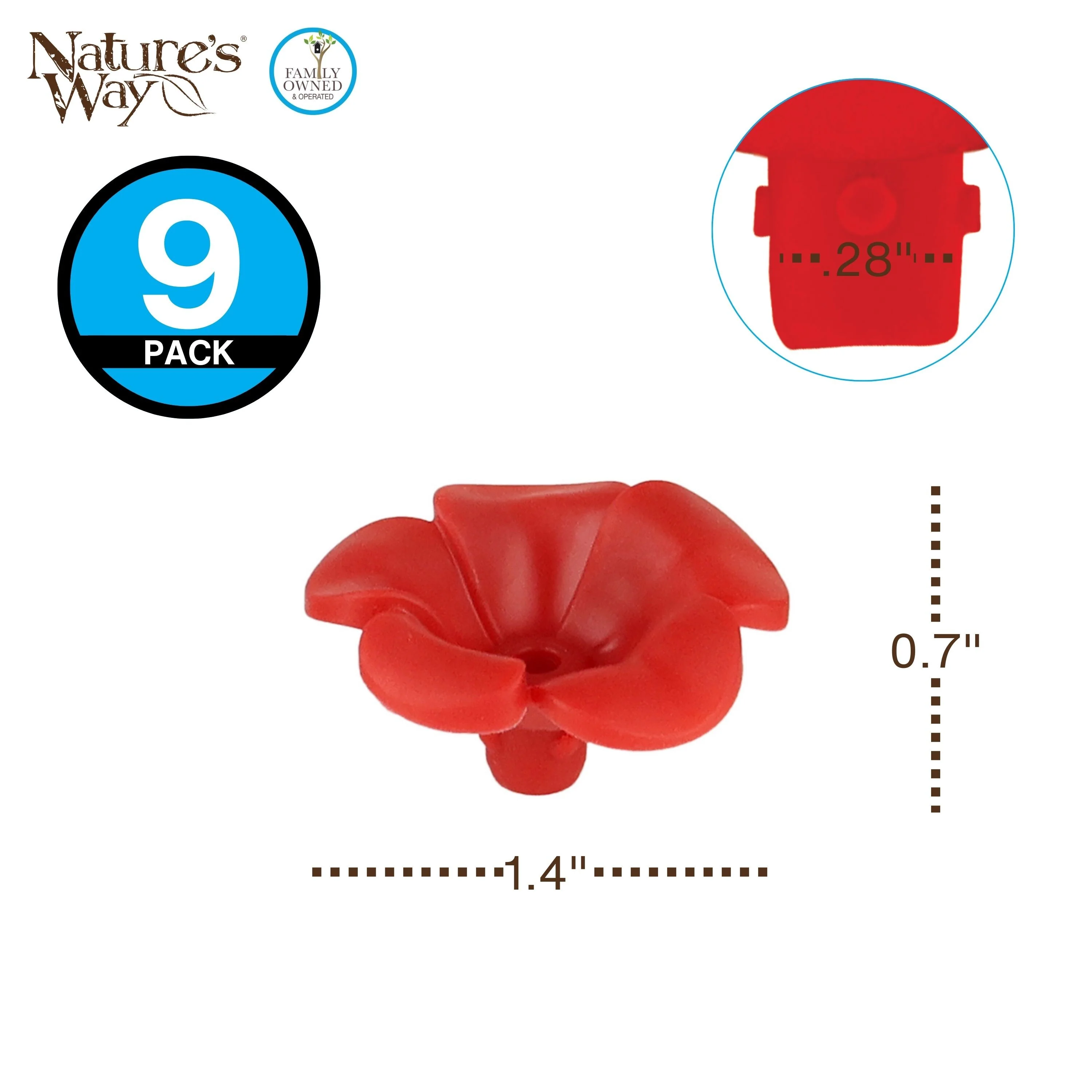 Red Tulip Hummingbird Feeder Replacement Flowers w/ Cleaning Brush, 9 ct - Image 3