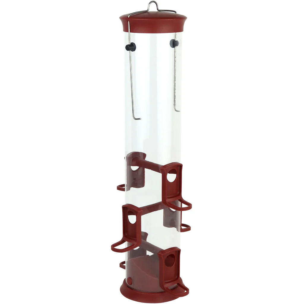 Large Plastic Tube Bird Feeder - Red - Image 2