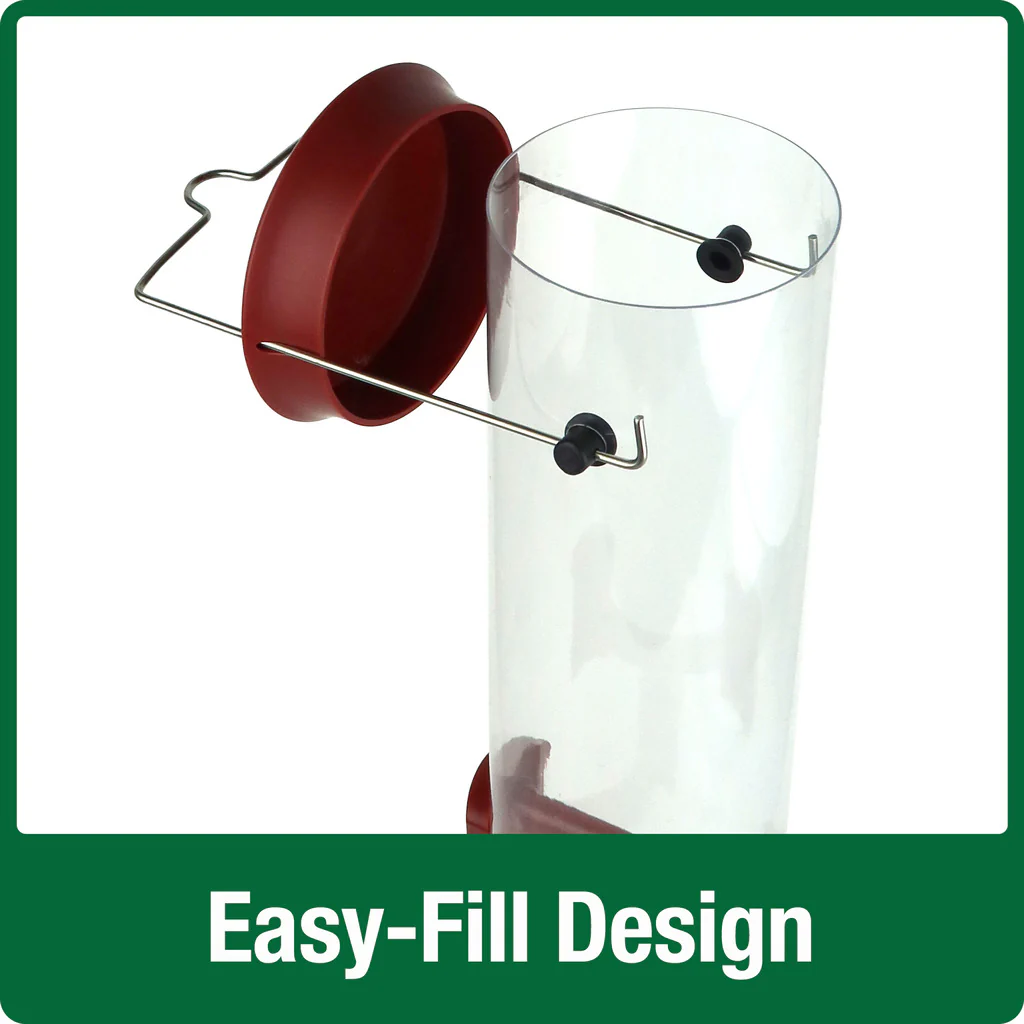 Large Plastic Tube Bird Feeder - Red - Image 4