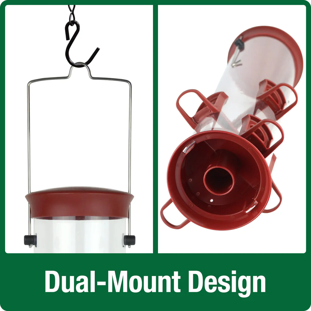 Large Plastic Tube Bird Feeder - Red - Image 6