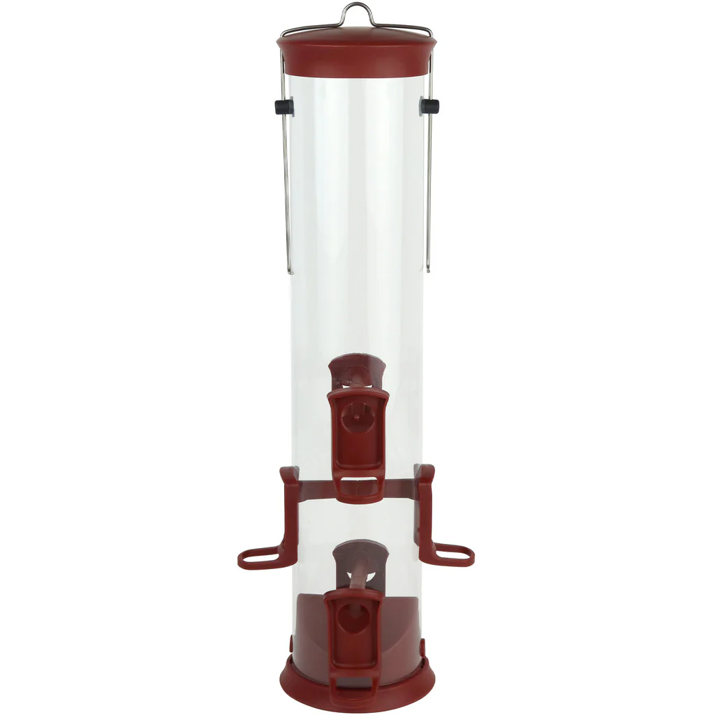 Large Plastic Tube Bird Feeder - Red - Image 7