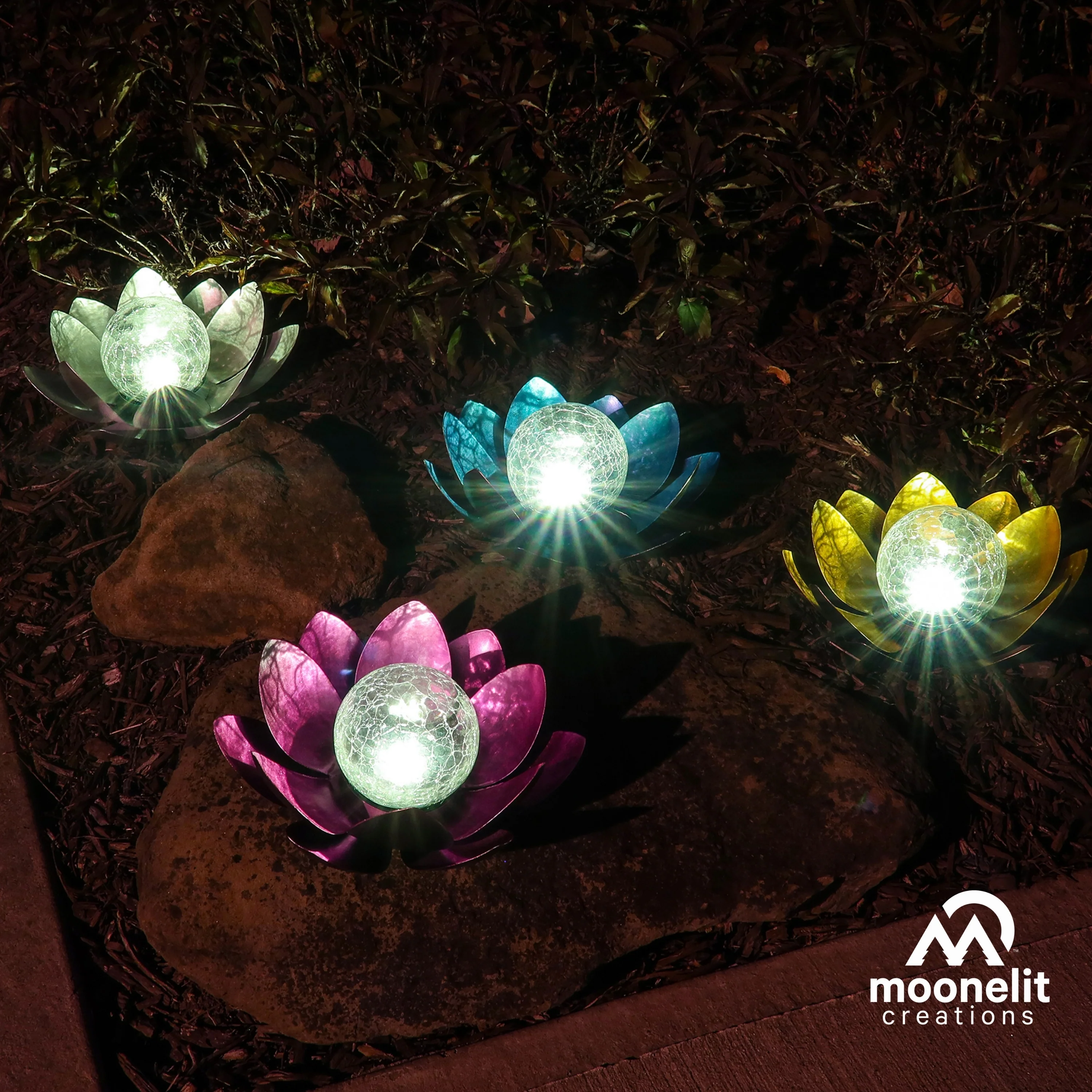 Lotus Flower Solar LED Garden Light - Silver - Image 8