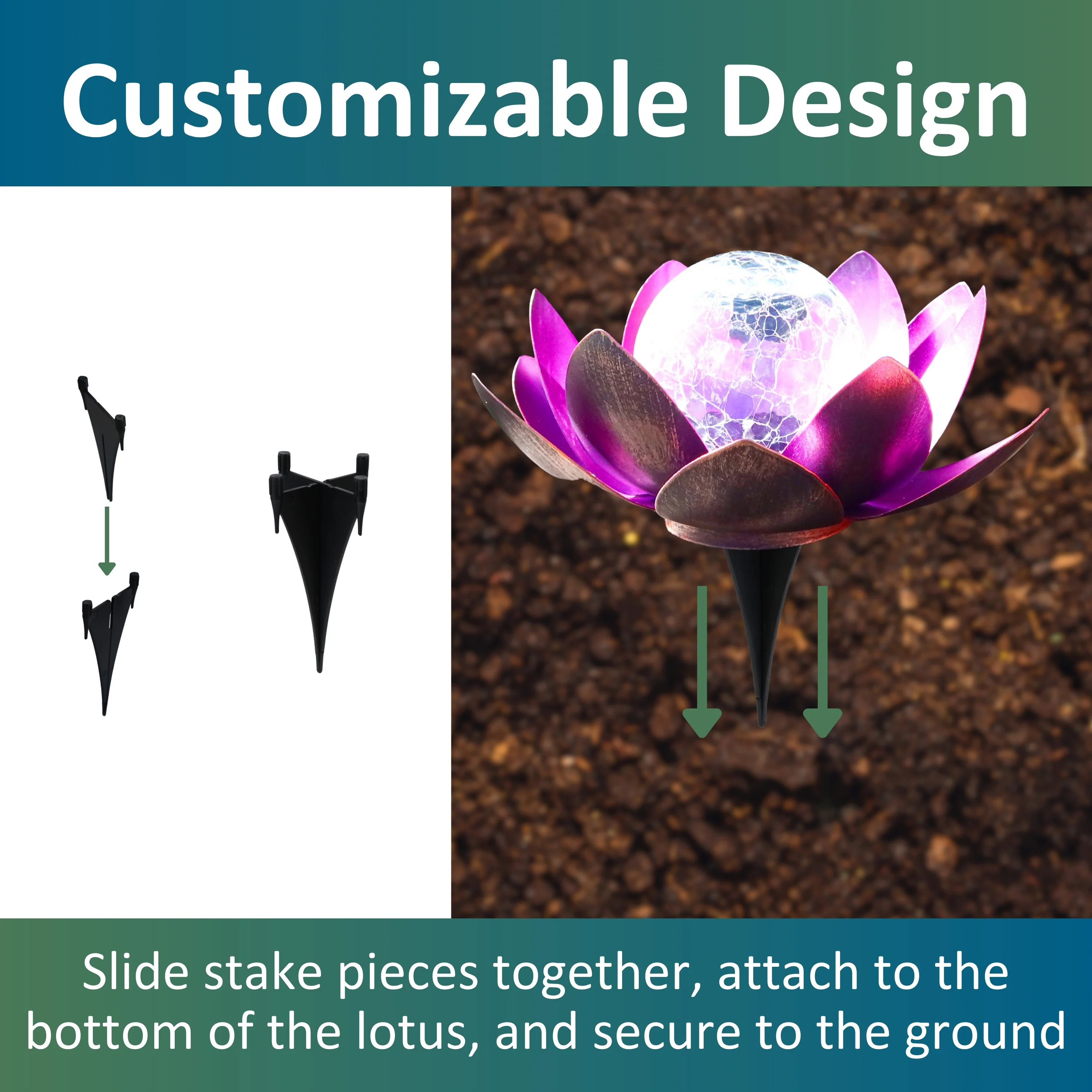 Lotus Flower Solar LED Garden Light - Violet - Image 6