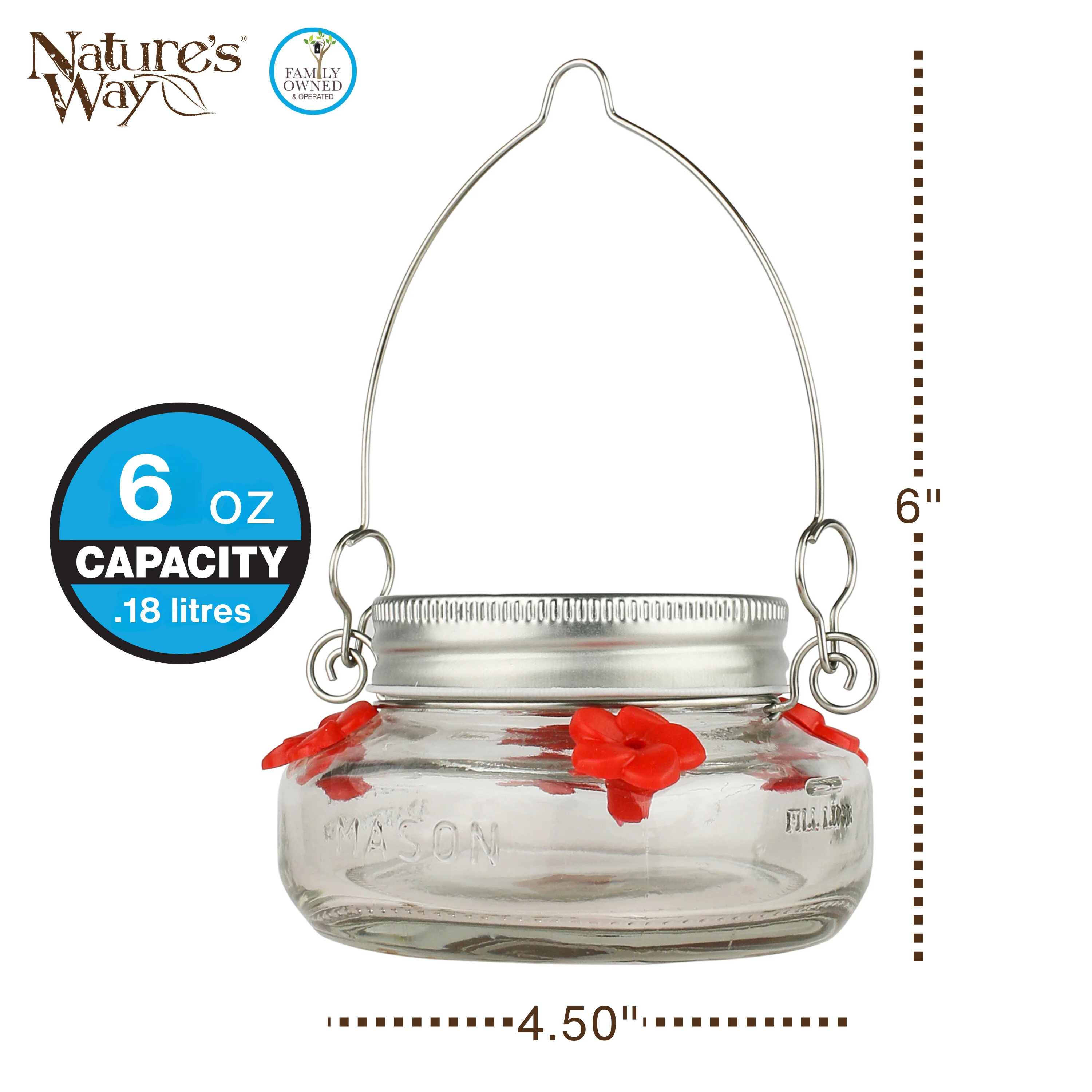 Mason Jar Glass Top-Fill Dish Hummingbird Feeder - Image 3