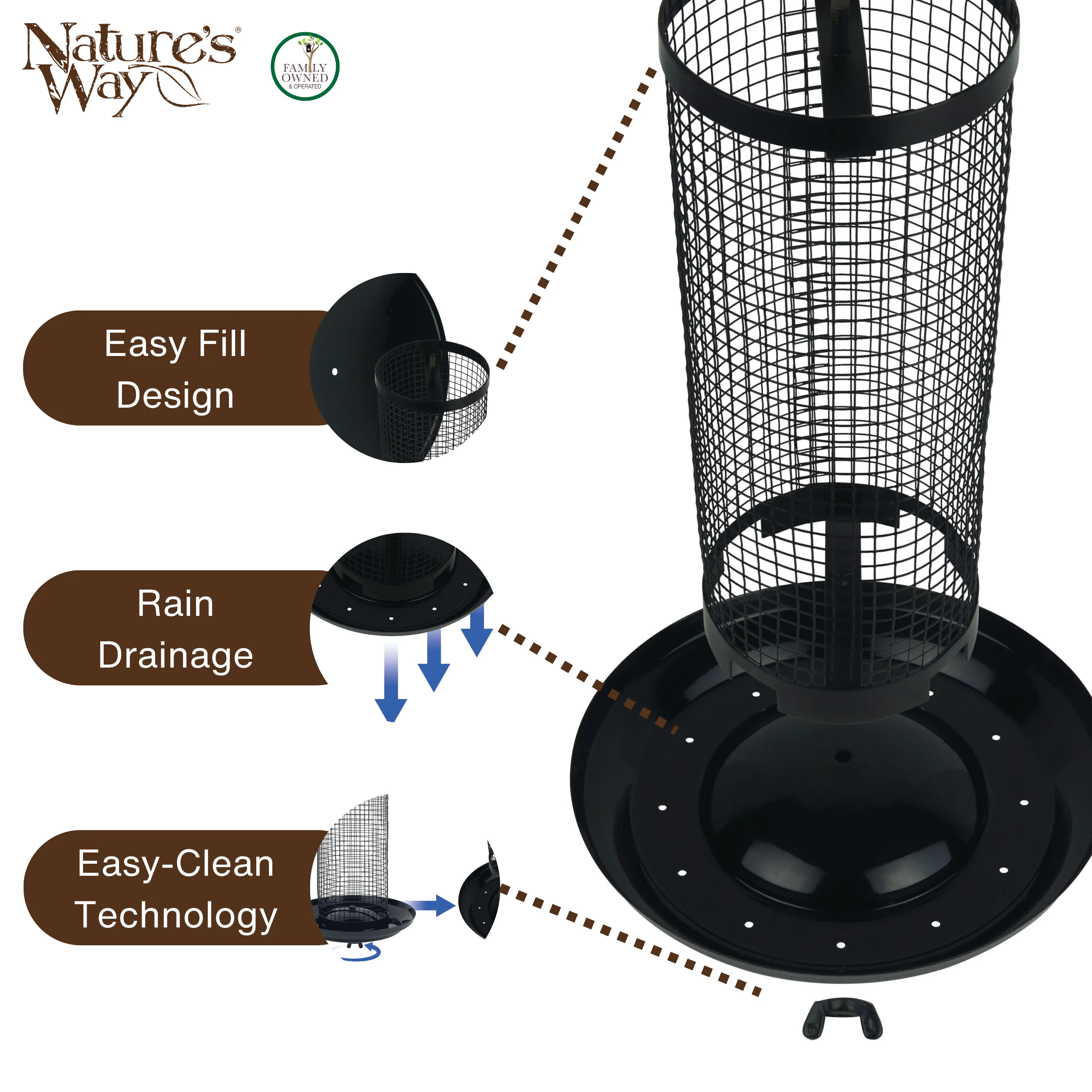 Midnight Metal Mesh Mixed Seed and Peanut Bird Feeder - Image 4