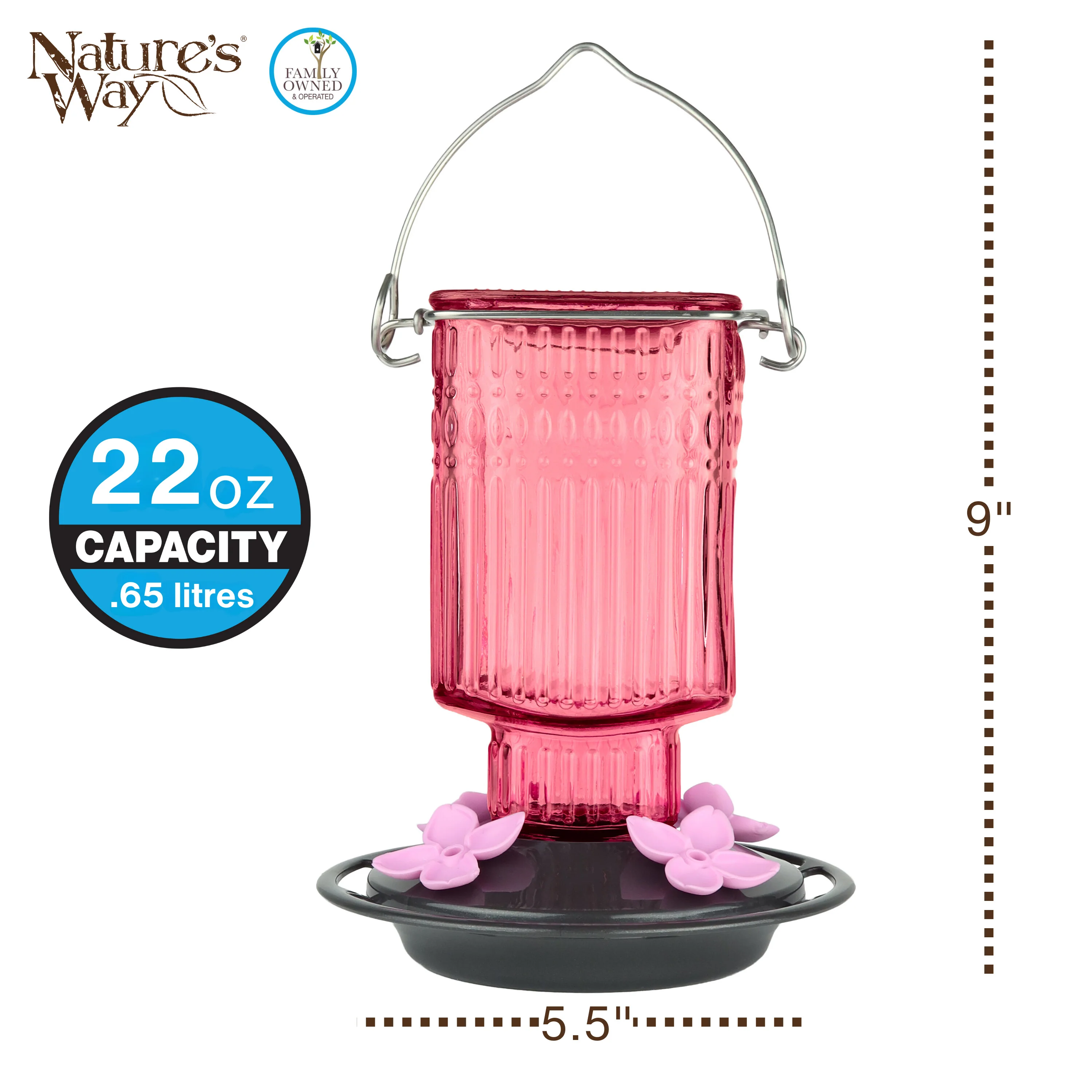 Pink Petal Antique Hummingbird Gravity Feeder - Image 2