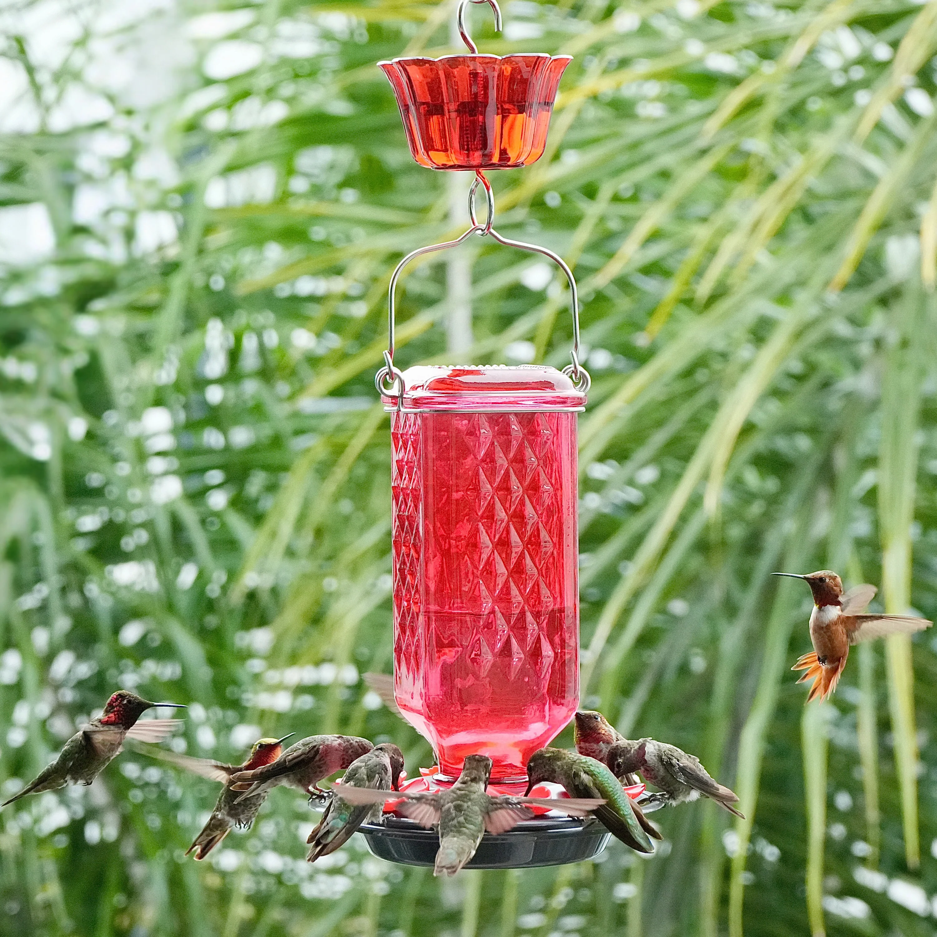 Poppy Column Antique Hummingbird Gravity Feeder