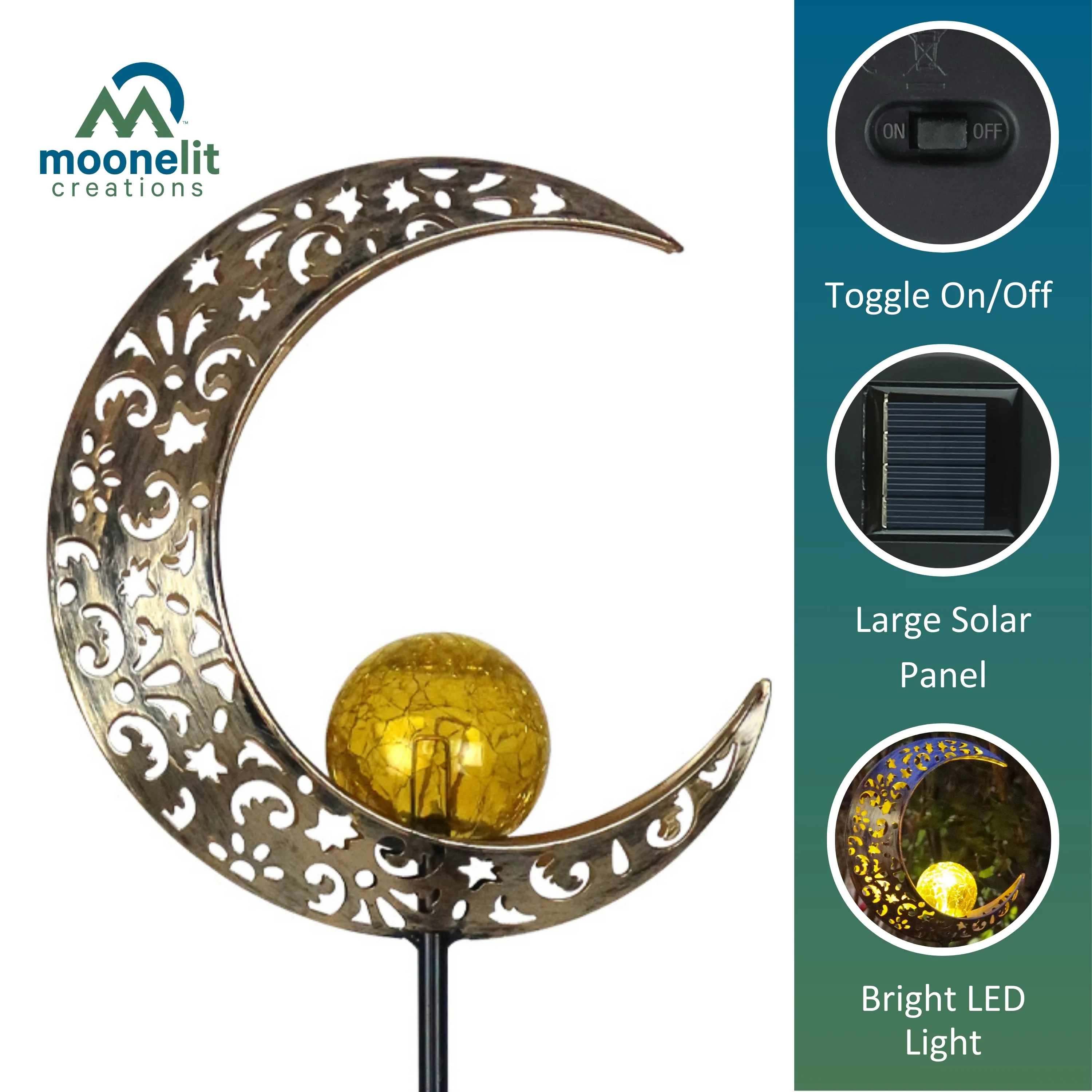 Solar LED Crescent Moon Garden Light - Image 3