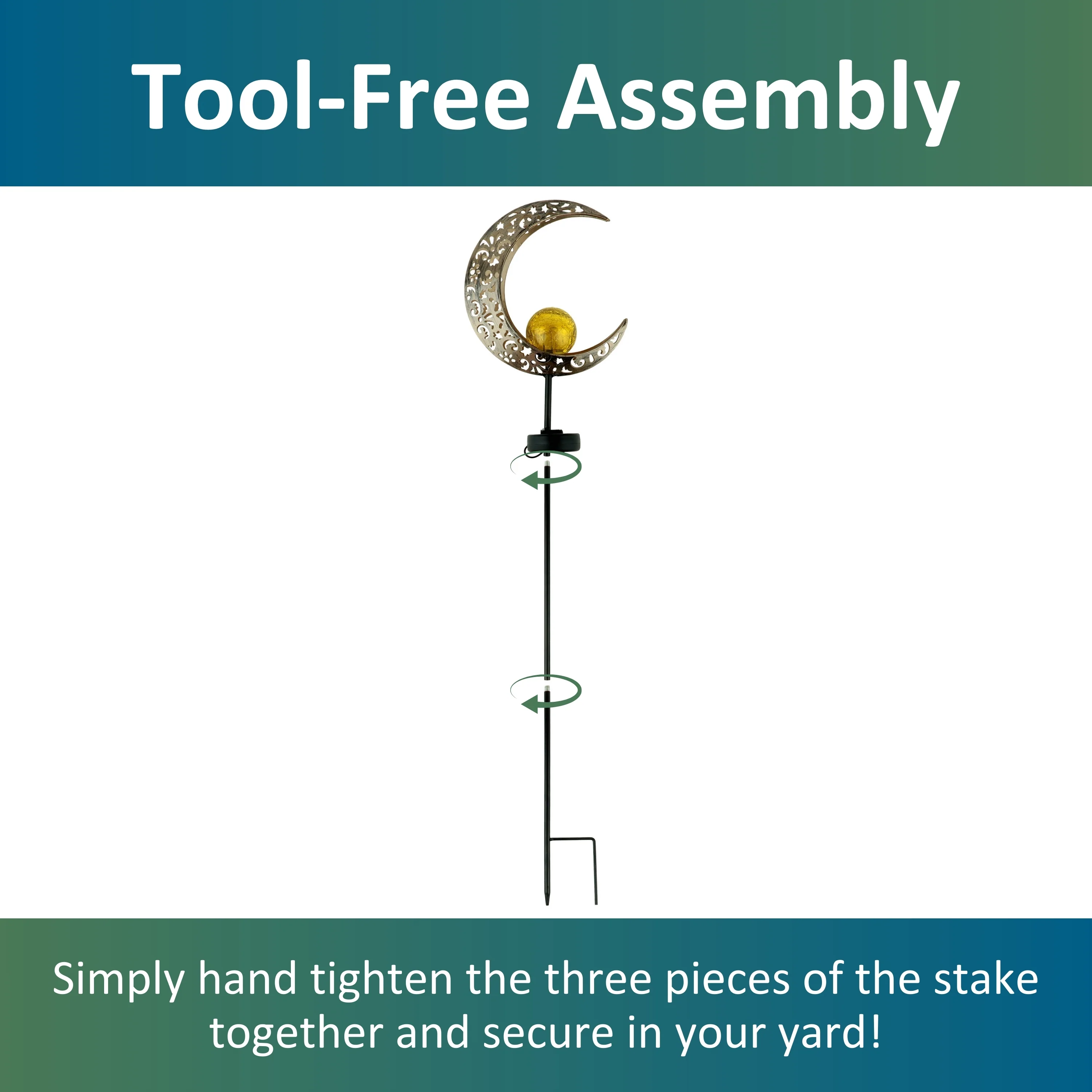 Solar LED Crescent Moon Garden Light - Image 4