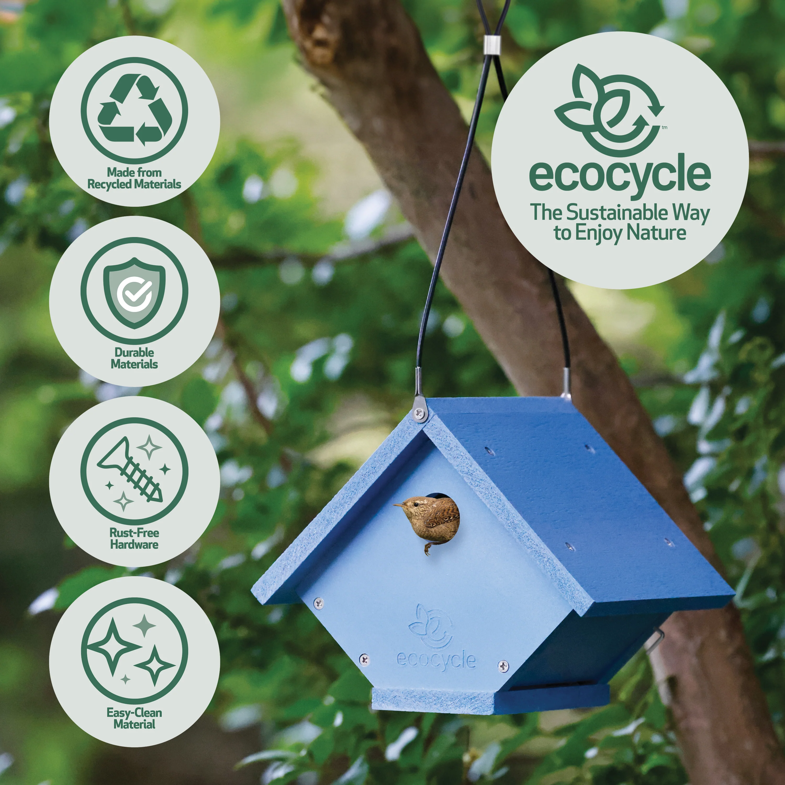 Wren Roost Recycled Plastic Bird House - Image 3